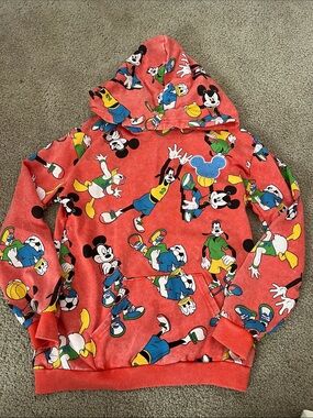 Disney Mickey Mouse Coral Red Kids Hoodie with Character Print